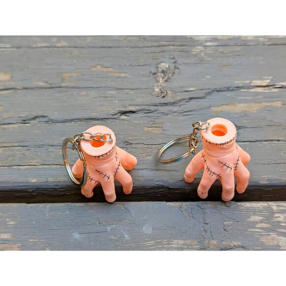Pair of 2 Wednesday Addams "Thing" Hand Keychains Netflix Series Goth Gifts Set - Picture 6 of 8
